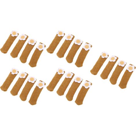 Lot de 20 protège-pieds de chaises et de tables, épais et élastiques, pour parquets, motif floral camel. (1/5)