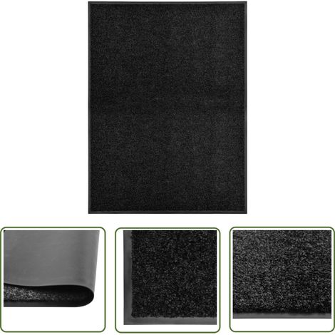 The Living Store Paillasson lavable Noir 90x120 cm - Tapis D'entrée - Paillasson Extérieur - Paillasson Intérieur - Tapis Absorbant - Tapis Antidérapant (1/5)