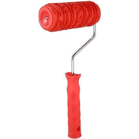 Rouleau à peinture de 15 cm avec manche, motif bois d'hévéa, rouge (1/5)