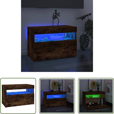 Éclairage led - Meuble TV avec lumières LED Chêne fumé 60x35x40 cm (1/5)