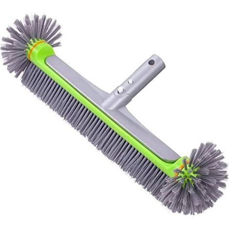 Brosse de piscine ronde solide, poils robustes et dos en aluminium renforcé, grise pour nettoyage mur et fond (1/5)