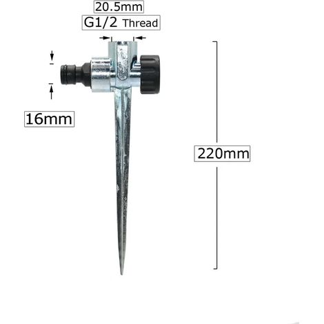 (A) Arroseur d'eau 1/2 pouce, tige fixe en métal, support, buse de pulvérisation, piquet métallique pour l'irrigation (1/5)