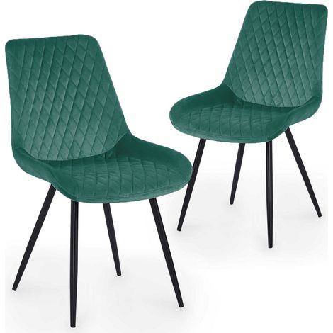 Lot de 2 chaises design en velours vert YOLA (1/5)
