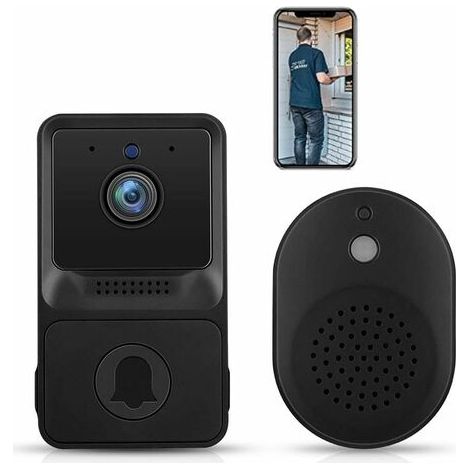 Mini sonnette vidéo sans fil WiFi, sonnette vidéo à distance sans fil, interphone intelligent pour la maison, vision nocturne HD, chargement WiFi, sonnette antivol, conversation bidirectionnelle