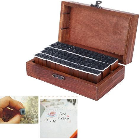 Kit de 70 tampons vintage en bois (lettres et chiffres) pour scrapbooking et loisirs créatifs (1/5)