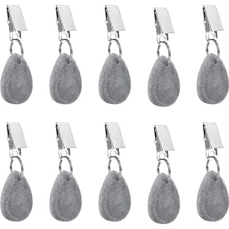 BelleRise - 10 poids en toile robustes avec pinces, marbre naturel gris en forme de larme, pour usage extérieur (1/5)