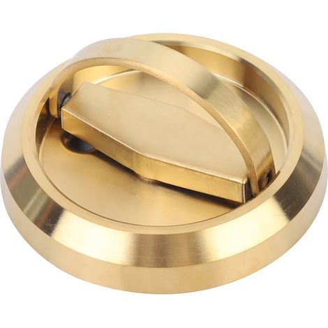 Serrure de porte en acier inoxydable avec poignée et anneau de traction pour porte de placard, tiroir ou armoire (dorée) (1/5)
