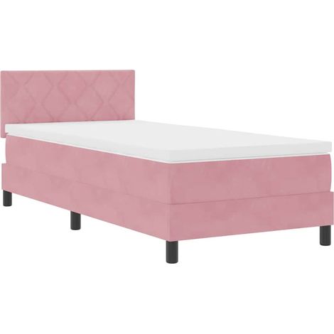 Maison Exclusive - LED Boxspringbett mit Matratze mit LED Rosa 10