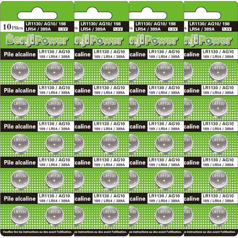 40 Piles LR1130 AG10 LR54-1,5V Alcaline étanche & Longue durée - V10GA / RW49 / G10A / 189 / GP189 / L1130 / 89A - Pile LR54 Pile Bouton, Pile L1131C, Pile L1131, Piles LR54, Piles AG10 (1/5)