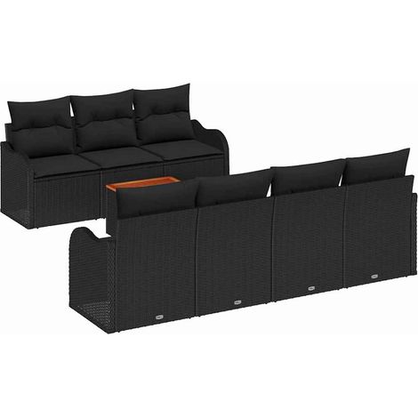 Garden Sofa Set with Storage 8 pcs Black Poly Rattan vidaXL