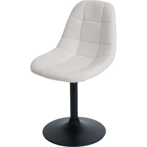 Sedia da pranzo HHG-898, poltroncina sedia da cucina girevole, acciaio Stoffa/tessuto bouclé (450g/m²), avorio