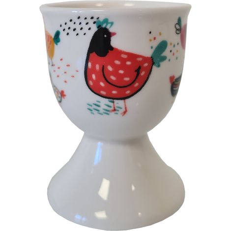 Coquetier blanc en céramique motif Poules (1/2)