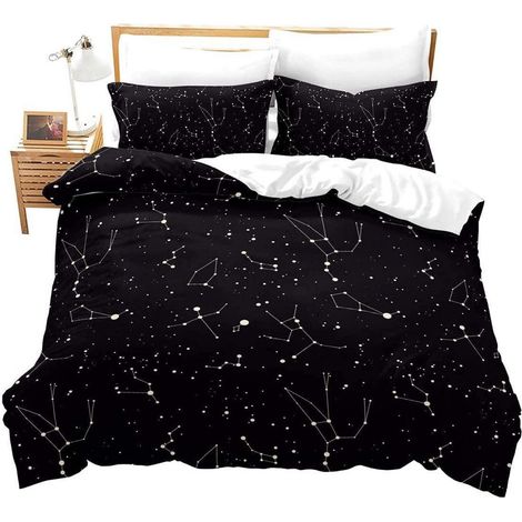 Bettwäsche-Set 155x220cm mit Sternenkonstellation, Weltraum-Design, Mikrofaser