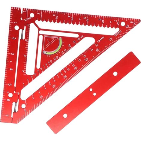 Équerre de charpente en alliage d'aluminium, règle triangulaire de traçage et mesure avec bloc de guidage pour menuiserie (1/5)