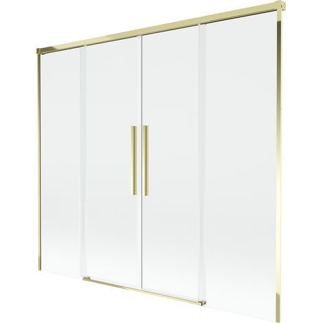 Mexen Rox paravento per vasca da bagno a 2 ante scorrevoli 170 x 150 cm, trasparente, dorato - 8C9-170-002-50-00