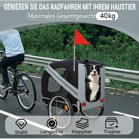 Remolque bicicleta para perros plegable 40 kg OKMYHOME (1/2)