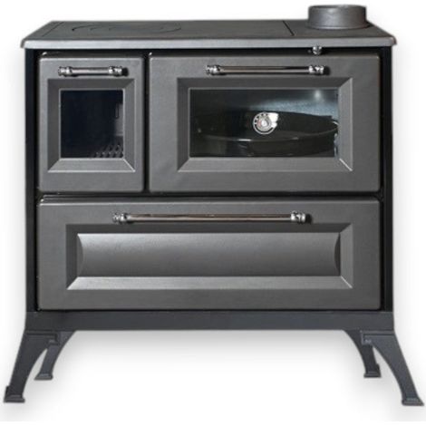 Cucina e stufa a legna 7.7 Kw in ghisa 87.5x55.2xH81,2 cm antracite (1/4)
