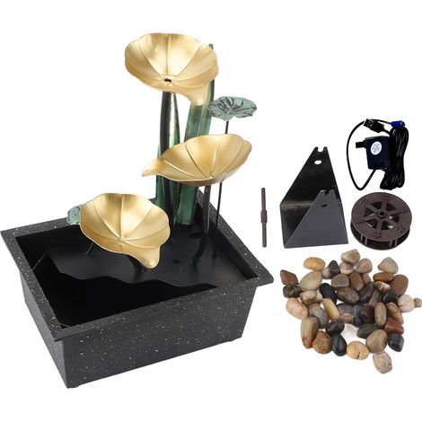 Fontaine de table USB silencieuse à circulation d'eau, fontaine décorative en fer avec cascade et lumière LED pour salon (1/5)