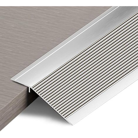 Barre de transition de sol en aluminium, barre de porte, baguette de sol métallique pour portes, seuils, carrelage, stratifié, planches, comble la hauteur entre 20mm (argenté, 0,9m x 4,3cm) (1/5)