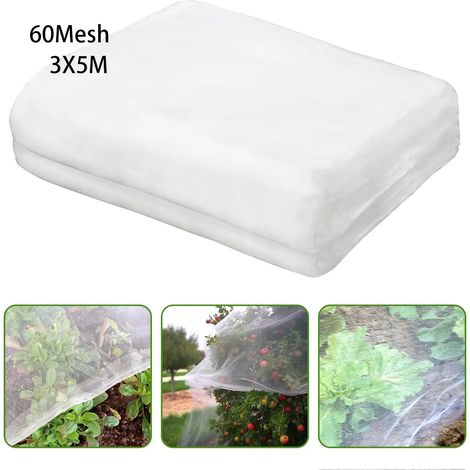 Filet de protection anti-insectes (3 x 5 m) pour jardin, plantes, légumes et fruits, serre, anti-oiseaux (1/4)