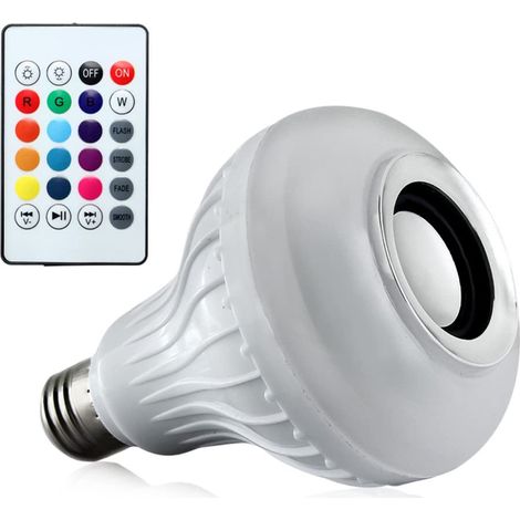 Enceinte Bluetooth sans fil avec lampe LED RGB E27 et contrôle par application, (blanc) (1/5)