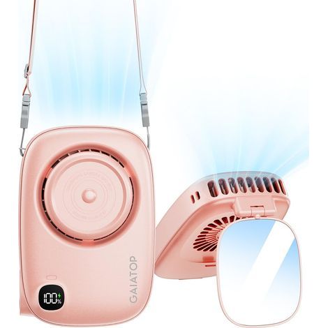 Gaiatop Mini Ventilatore Portatile Ricaricabile con Simpatica Fotocamera, Piccolo Ventilatore da Scrivania con Specchio Rotante a 360°, Ventilatore Portatile USB a 3 Velocità con Display LED, Ventilat (1/5)