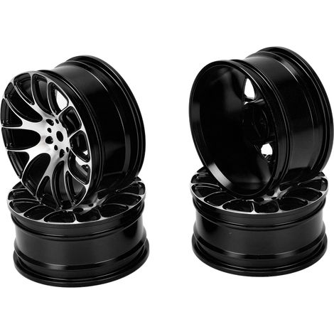 4-teiliges Set 52-mm-Felgen aus schwarzer Aluminiumlegierung für Tamiya TT-01 1/10 RC-Car, Ersatzräder (1/5)
