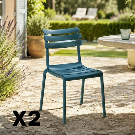 Chaise de jardin en plastique bleu (lot de 2) LUGANO (1/5)