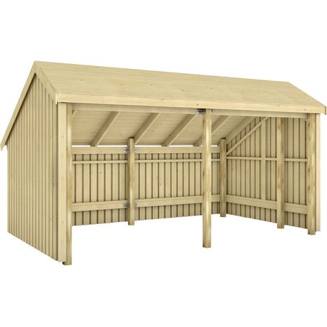 Plus Gartenhaus Multi 2 Module 445 x 258 cm natur Gartenhäuser Holz (1/2)