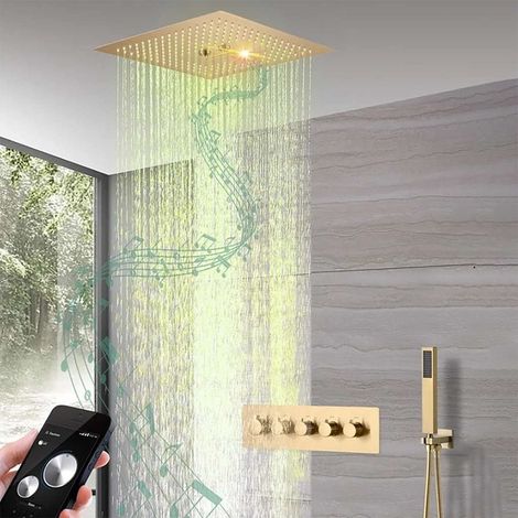 Ciel de pluie connecté led doré brossé, Caracas (1/5)