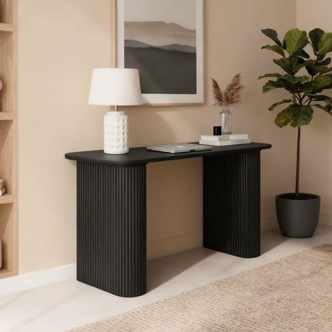 Monroe Wooden Compact Desk Computer PC Laptop Table Workstation Office - Black (1/5)