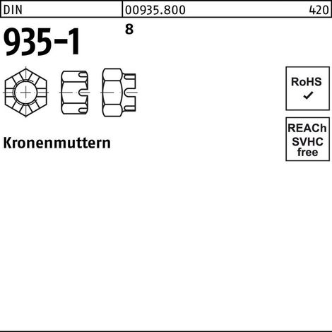 Sechskantmutter DIN 935 M 24 x 3 Stahl blank 25 Stk (1/2)
