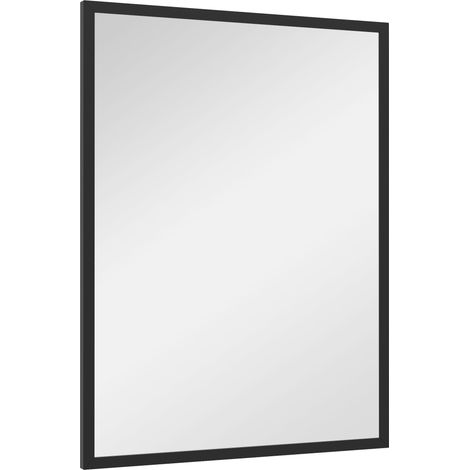 Specchio da Parete Rettangolare con Ganci 60x80 cm in Vetro e MDF Nero
