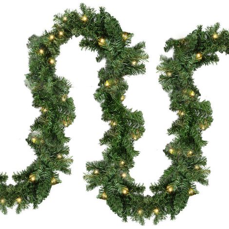 SWANEW Ghirlanda natalizia Ghirlanda natalizia 5m 100LED - luminosa Decorazione in abete artificiale - con luci bianche - calda per porta/finestra (1/5)