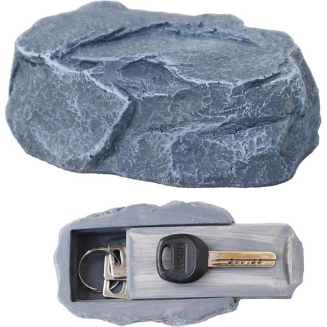 Bleu sarcelle Faux Rock Cachette de clés Décoration Coffre fort pour extérieur, cour, jardin, extérieur Grande taille Design Cachette une maison de rechange Boîte de serrure (1/5)