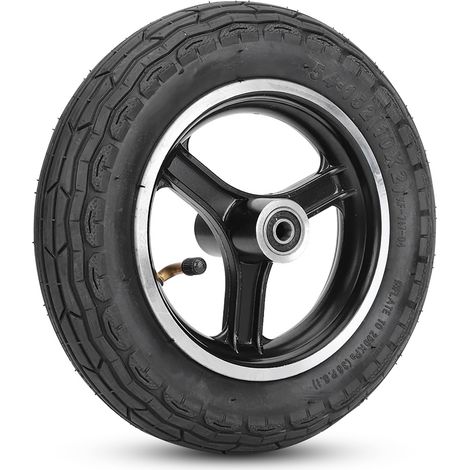 Pneu de Scooter Électrique Gonflable 10 Pouces en Caoutchouc, Jante Alliage d'Aluminium Symétrique sans Gaz