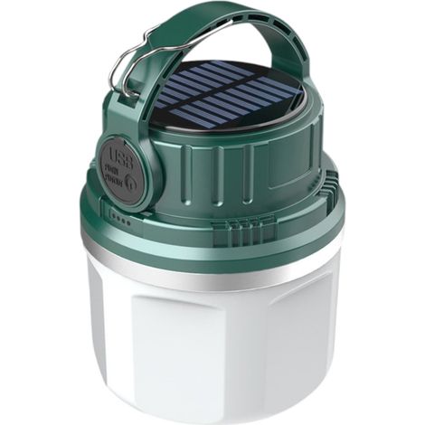 Lampe de camping extérieure, double source de lumière de chargement USB, randonnée, vert (1/5)