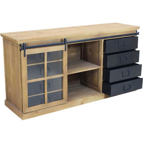 CALIN - madia industrial in acciaio e legno (1/4)