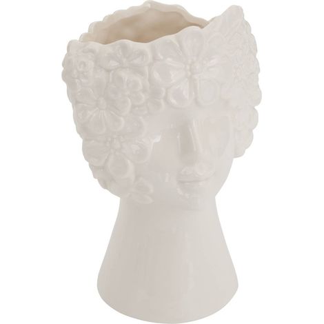 Vaso a forma di fiore di rosa h21cm bianco - Atmosphera créateur d'intérieur (1/2)