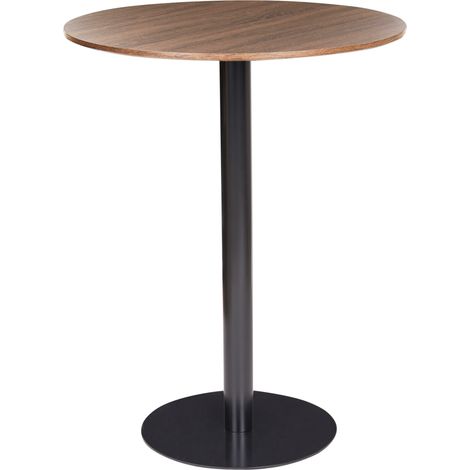 Mesa alta de bar con base de metal y tablero de MDF 80 x 80 cm cocina marrón oscuro y negro Morella (1/5)