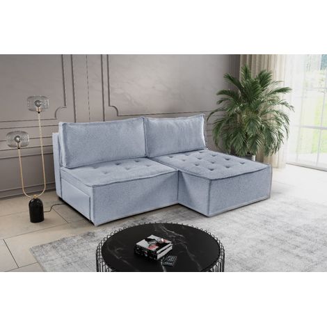 Bohoo Mini modernes Ecksofa mit Schlaffunktion Hellgrau Rechts (1/5)