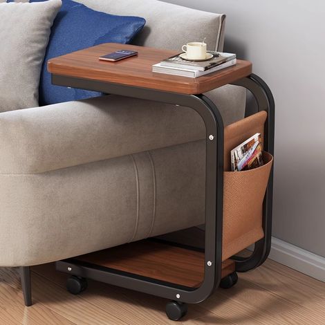 Table d'appoint haut de gamme au style luxueux et épuré, chariot mobile, meuble d'appoint pour canapé, table basse de salon moderne et minimaliste, étagère, table de chevet (1/5)