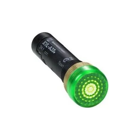 Lampada spia Ø12 - IP40 - verde - LED protetto - 24V - connettore a vite - XVLA333