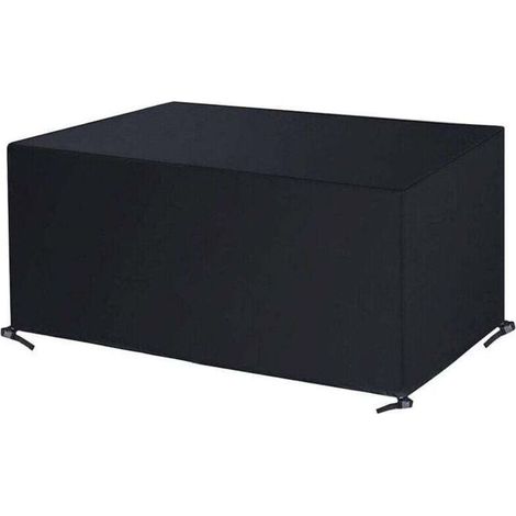 Housse anti-poussière pour table et chaises, tissu Oxford 420D, noir, enduit d'argent, imperméable, pour mobilier de jardin, 150 x 120 x 71 cm (1/4)