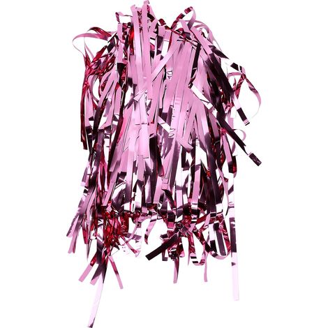 Rideau à franges métallisé rose brillant, polyvalent et facile à installer, idéal pour mariage et baby shower. (1/5)