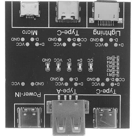 USB-Kabeltester, USB-C-Tester, Datenkabeltester, Ladeprüfplatine, Zubehör – 5,00 x 4,90 x 1,00 cm – Schwarz (1/4)