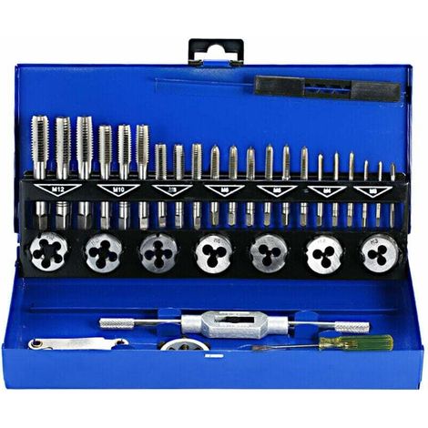 Coffret tarauds et filières 32 PCS HSS Jeu de tarauds et matrices Clés métriques coupées M3M12 Outil de filetage à la main Taraud en carbure de tungstène Matrice de filetage à vis Outil (1/5)