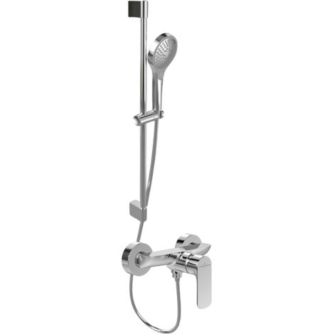 Mitigeur mécanique douche VILLEROY ET BOCH O.novo Chrome + Ensemble de douche VILLEROY ET BOCH Verve Showers 3 jets Chrome