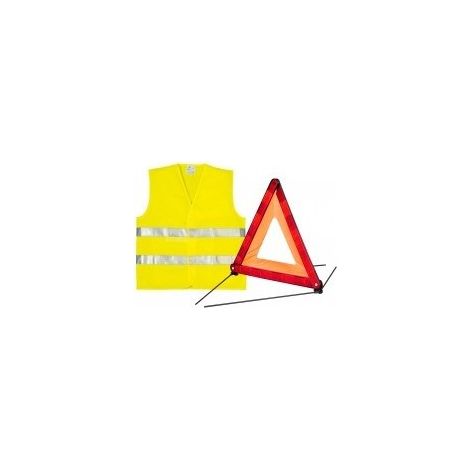 Kit di segnalazione triangolare + gilet fluorescente