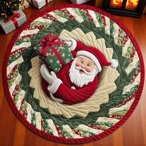 Tapis De Porte Circulaire - Tapis De Noël Absorbant Et Antidérapant - Pour Entrée Salle De Bain Cuisine - 40 X 40 Cm - 1 Pièce (1/5)
